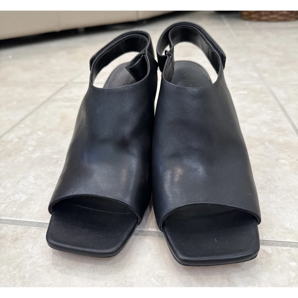 Vince Niara Block Heel Slingback Sandal Black size 10M/ 41 Comfort Career Preppy